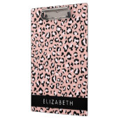 Leopard Print、Spots、Pink Leopard、お名前 クリップボード (左)