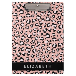 Leopard Print、Spots、Pink Leopard、お名前 クリップボード