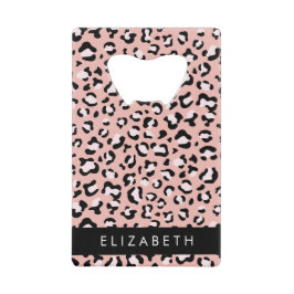 Leopard Print、Spots、Pink Leopard、お名前 クレジットカード栓抜き