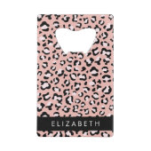 Leopard Print、Spots、Pink Leopard、お名前 クレジットカード栓抜き (裏面)