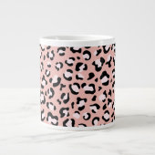 Leopard Print、Spots、Pink Leopard、お名前 ジャンボコーヒーマグカップ (正面)