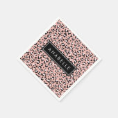 Leopard Print、Spots、Pink Leopard、お名前 スタンダードカクテルナプキン (角)