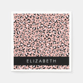 Leopard Print、Spots、Pink Leopard、お名前 スタンダードカクテルナプキン (正面)