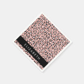 Leopard Print、Spots、Pink Leopard、お名前 スタンダードカクテルナプキン (角)