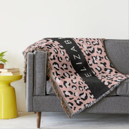 Leopard Print、Spots、Pink Leopard、お名前 スローブランケット