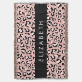 Leopard Print、Spots、Pink Leopard、お名前 スローブランケット (正面縦)