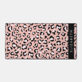 Leopard Print、Spots、Pink Leopard、お名前 デスクマット (正面)