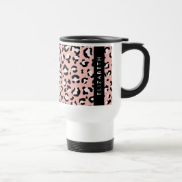 Leopard Print、Spots、Pink Leopard、お名前 トラベルマグ