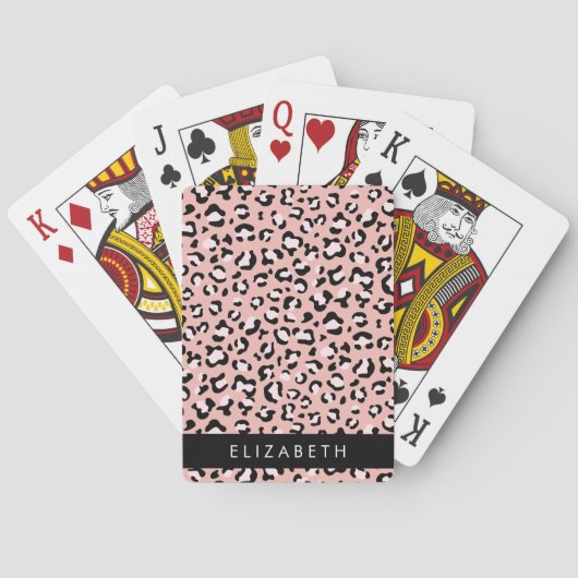 Leopard Print、Spots、Pink Leopard、お名前 トランプ (裏面)