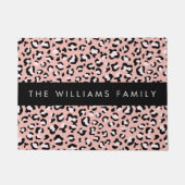 Leopard Print、Spots、Pink Leopard、お名前 ドアマット (正面)