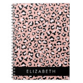 Leopard Print、Spots、Pink Leopard、お名前 ノートブック (正面)