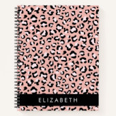 Leopard Print、Spots、Pink Leopard、お名前 ノートブック (正面)