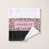 Leopard Print、Spots、Pink Leopard、お名前 バスタオルセット (ウォッシュタオル)