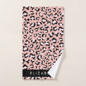 Leopard Print、Spots、Pink Leopard、お名前 バスタオルセット (ハンドタオル)