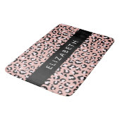 Leopard Print、Spots、Pink Leopard、お名前 バスマット (アングル)