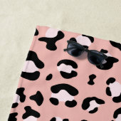 Leopard Print、Spots、Pink Leopard、お名前 ビーチタオル (インサイチュ)