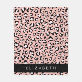 Leopard Print、Spots、Pink Leopard、お名前 フリースブランケット (正面)