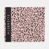 Leopard Print、Spots、Pink Leopard、お名前 フリースブランケット (正面(横))