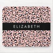 Leopard Print、Spots、Pink Leopard、お名前 マウスパッド (正面)