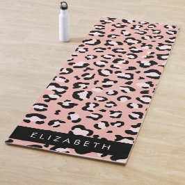 Leopard Print、Spots、Pink Leopard、お名前 ヨガマット