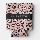 Leopard Print、Spots、Pink Leopard、お名前 缶クーラー (正面)