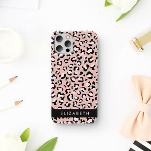 Leopard Print、Spots、Pink Leopard、お名前 iPhone 12 Proケース