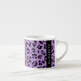 Leopard Print、Spots、Purple Leopard、お名前 エスプレッソカップ