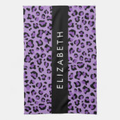 Leopard Print、Spots、Purple Leopard、お名前 キッチンタオル (縦)