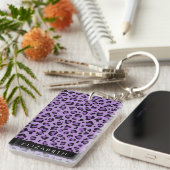 Leopard Print、Spots、Purple Leopard、お名前 キーホルダー (正面右)
