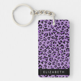 Leopard Print、Spots、Purple Leopard、お名前 キーホルダー