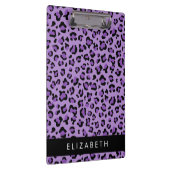 Leopard Print、Spots、Purple Leopard、お名前 クリップボード (右)