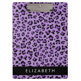 Leopard Print、Spots、Purple Leopard、お名前 クリップボード