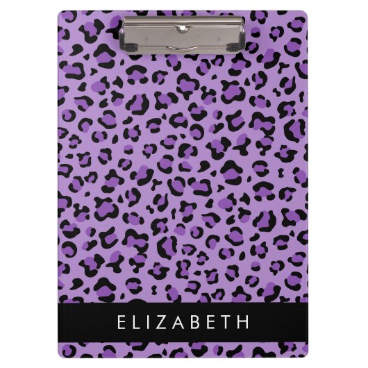 Leopard Print、Spots、Purple Leopard、お名前 クリップボード (正面)