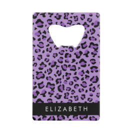 Leopard Print、Spots、Purple Leopard、お名前 クレジットカード栓抜き