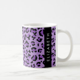 Leopard Print、Spots、Purple Leopard、お名前 コーヒーマグカップ