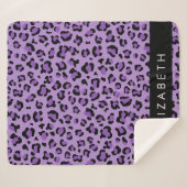 Leopard Print、Spots、Purple Leopard、お名前 シェルパブランケット (正面(横))