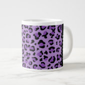 Leopard Print、Spots、Purple Leopard、お名前 ジャンボコーヒーマグカップ (正面右)