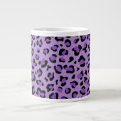 Leopard Print、Spots、Purple Leopard、お名前 ジャンボコーヒーマグカップ (正面)