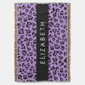 Leopard Print、Spots、Purple Leopard、お名前 スローブランケット (正面縦)