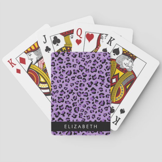 Leopard Print、Spots、Purple Leopard、お名前 トランプ (裏面)
