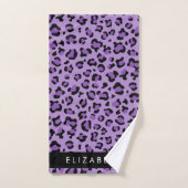 Leopard Print、Spots、Purple Leopard、お名前 バスタオルセット (ハンドタオル)