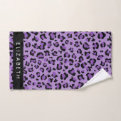 Leopard Print、Spots、Purple Leopard、お名前 バスタオルセット (ハンドタオル)