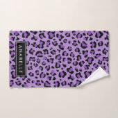 Leopard Print、Spots、Purple Leopard、お名前 バスタオルセット (ハンドタオル)