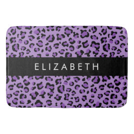 Leopard Print、Spots、Purple Leopard、お名前 バスマット
