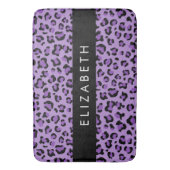 Leopard Print、Spots、Purple Leopard、お名前 バスマット (正面縦)