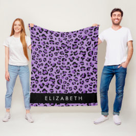 Leopard Print、Spots、Purple Leopard、お名前 フリースブランケット