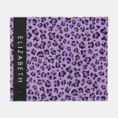 Leopard Print、Spots、Purple Leopard、お名前 フリースブランケット (正面(横))