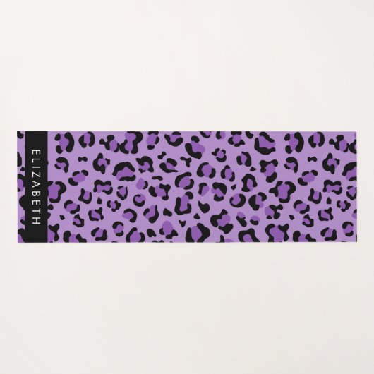 Leopard Print、Spots、Purple Leopard、お名前 ヨガマット (裏面(横))