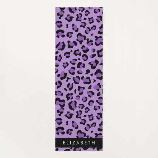 Leopard Print、Spots、Purple Leopard、お名前 ヨガマット (裏面)