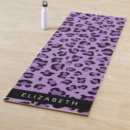Leopard Print、Spots、Purple Leopard、お名前 ヨガマット